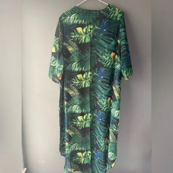 Soul Young, size M, Tropical Leaf Print Kimono beach cover up, vacation - Picture 6 of 6